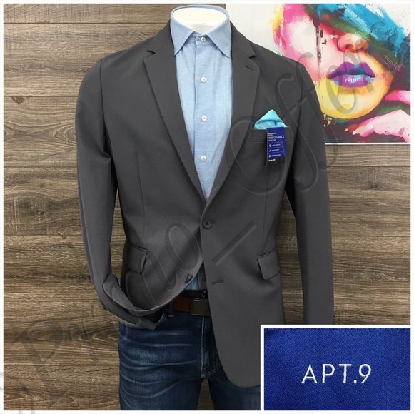 New APT 9‎ Mens Blazer Sport Coat Two Button Casual Jacket Size 42L Slim Suits - Picture 1 of 13